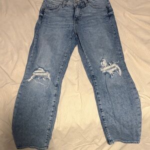 Old Navy Light Blue Distressed Straight Leg Jeans